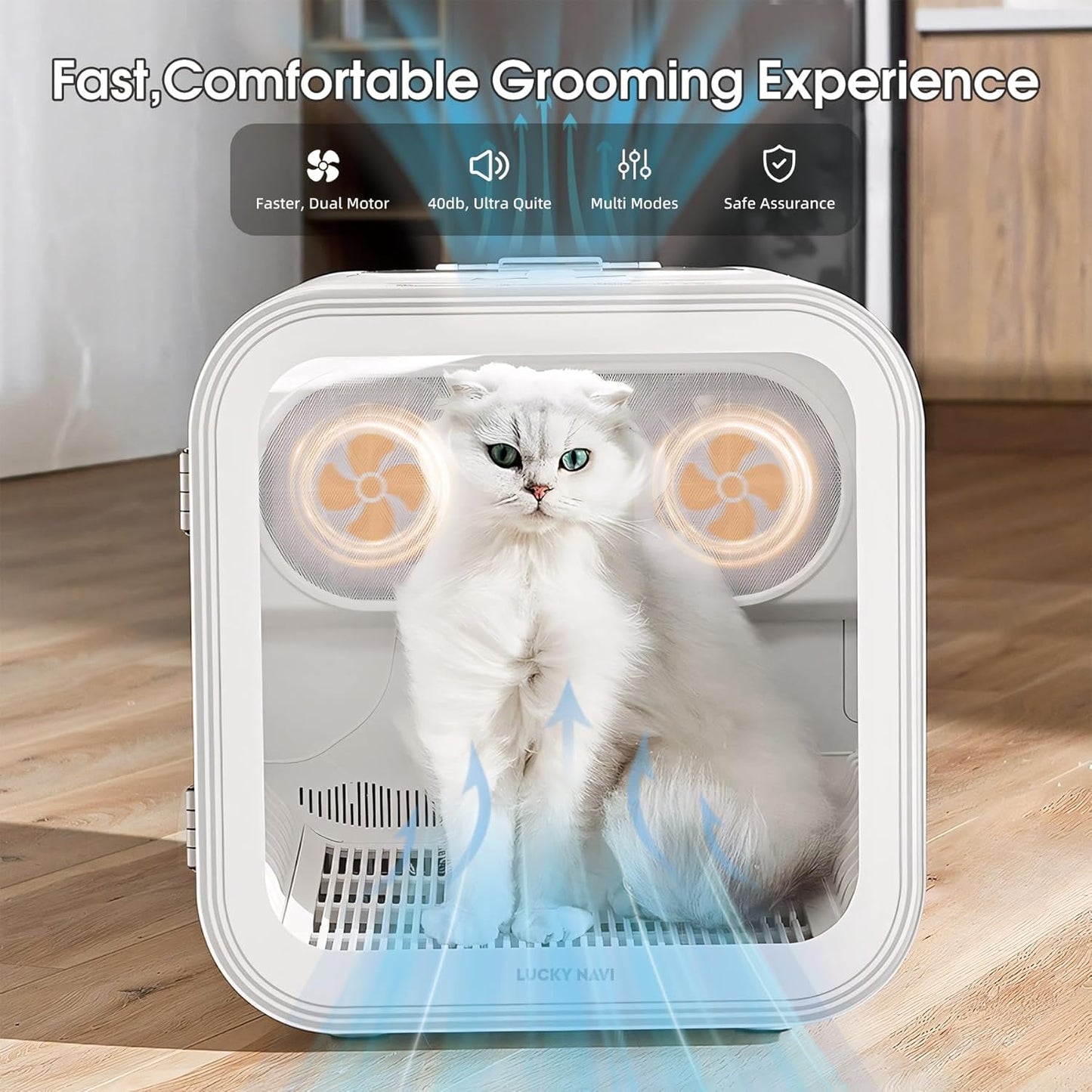 Automatic Pet Dryer Box – 62L, Ultra-Quiet 40dB, Dual Fan Queenkong