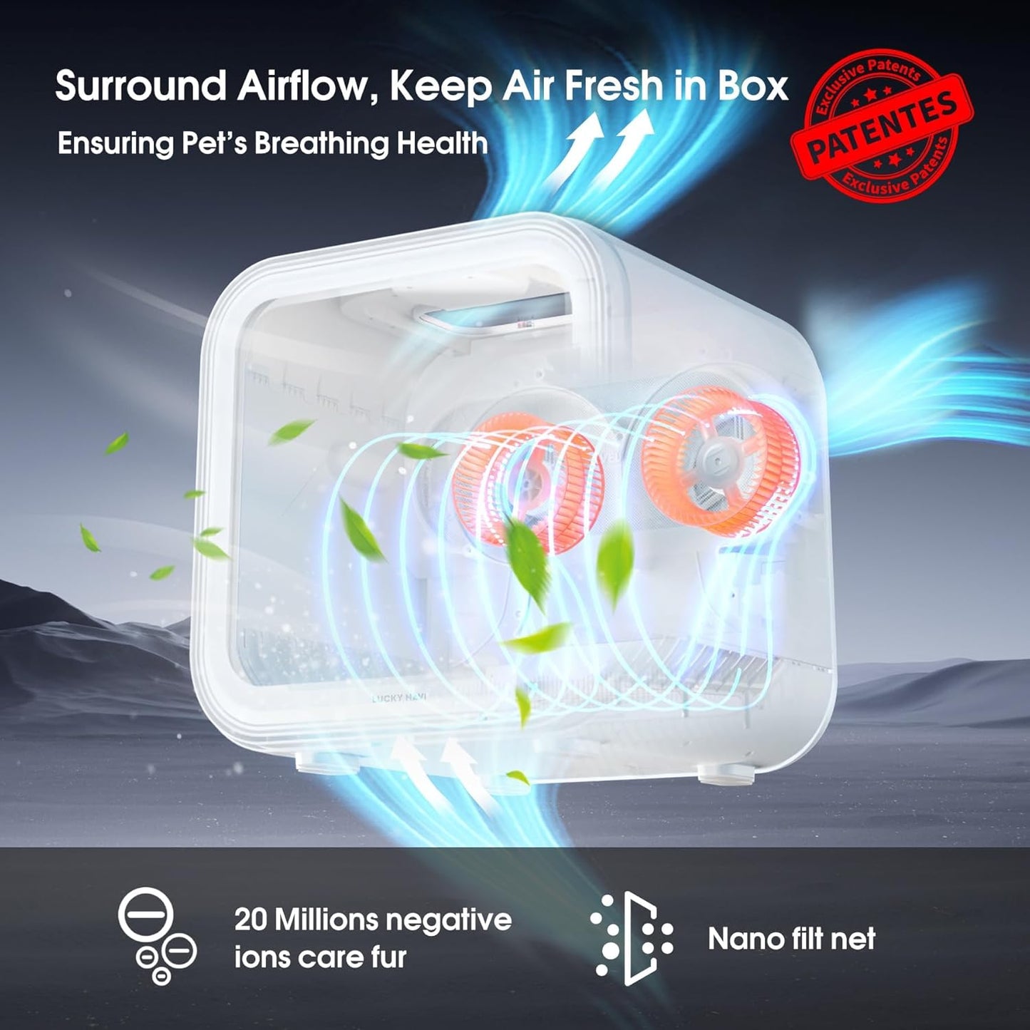 Automatic Pet Dryer Box – 62L, Ultra-Quiet 40dB, Dual Fan Queenkong