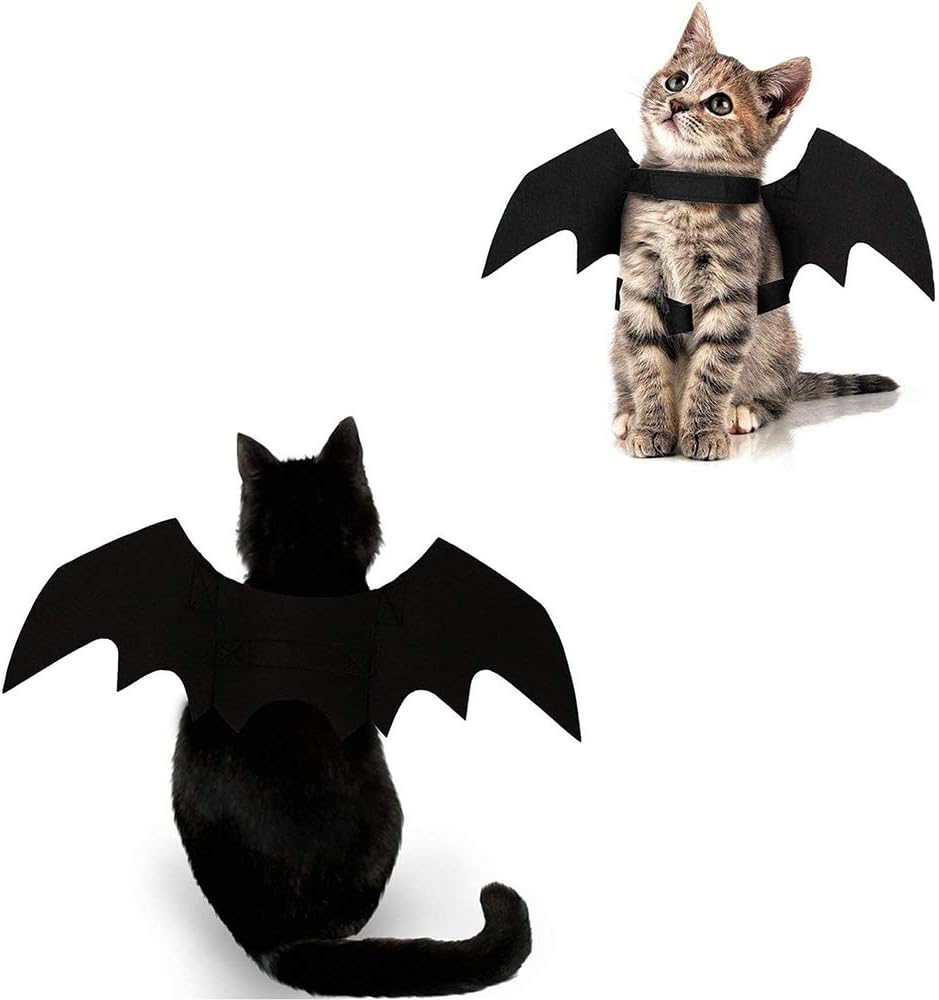 Cat Halloween Costume Bat Wings – Pet Cosplay Outfit for Cats & Dogs Queenkong