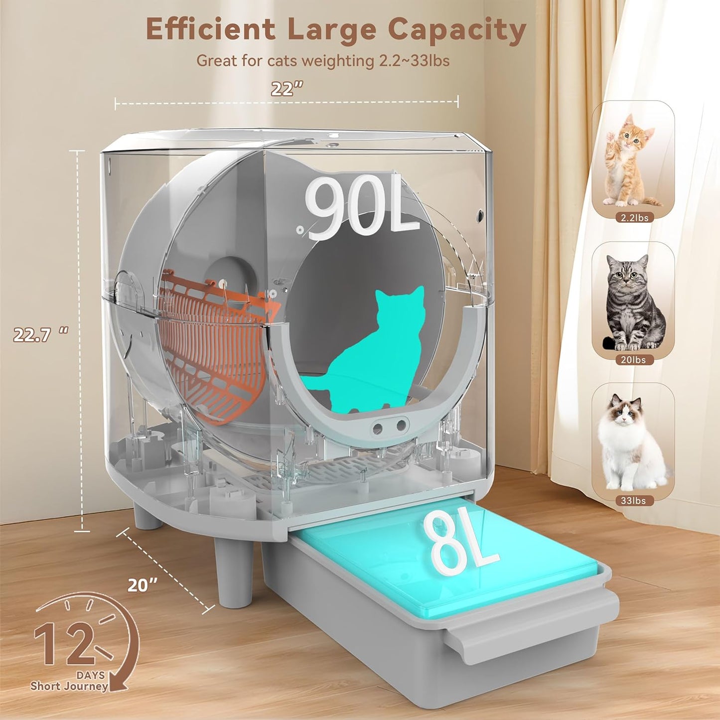 Cat Self Cleaning Litter Box – Smart Automatic Litter Box with APP Control Queenkong