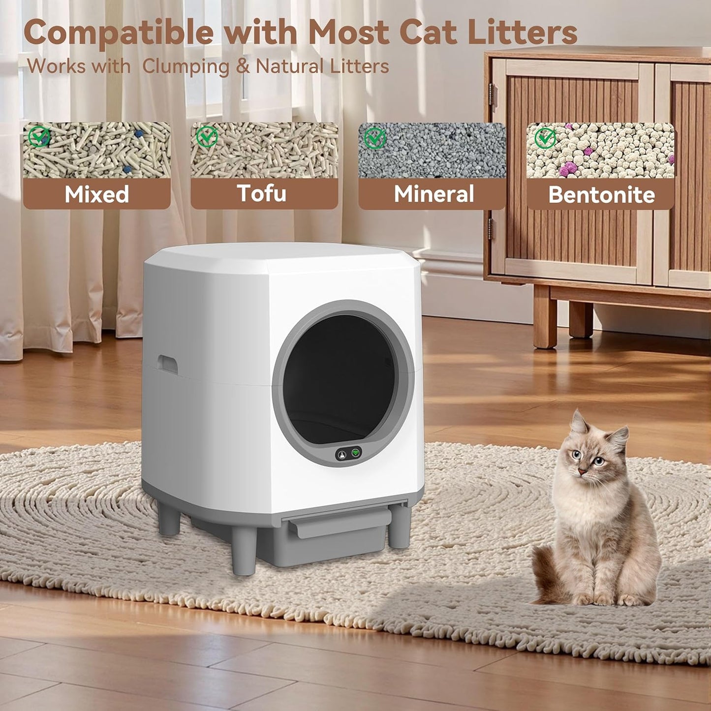 Cat Self Cleaning Litter Box – Smart Automatic Litter Box with APP Control Queenkong