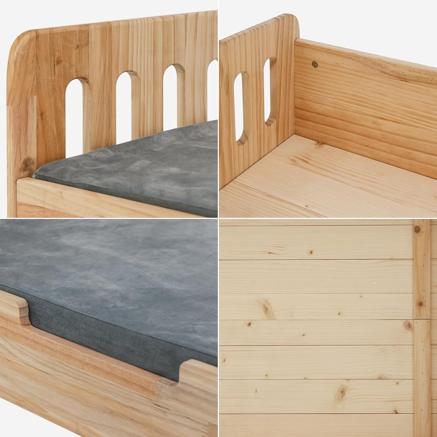 Wooden Pet Sofa – Stylish Dog Bed with Washable Cushion for Small & Medium Dogs Queenkong