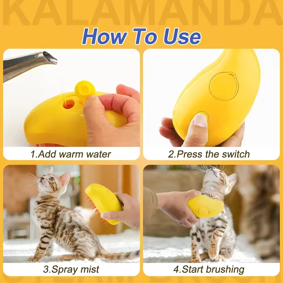 3-in-1 Pet Brush – Groom, Clean & Massage for Cats & Dogs Queenkong