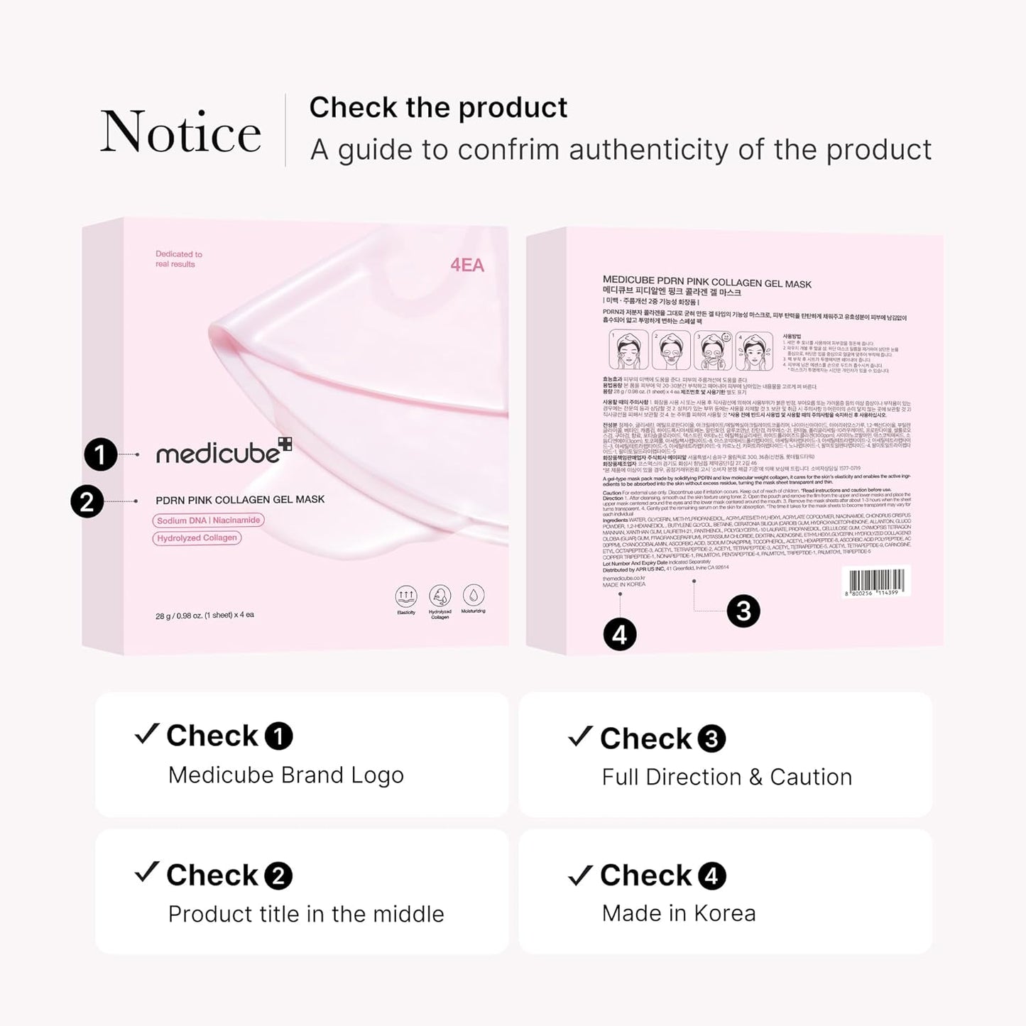 Salmon DNA PDRN Pink Collagen Gel Mask – Medicube Firming & Hydrating Sheet Mask (4EA) Queenkong