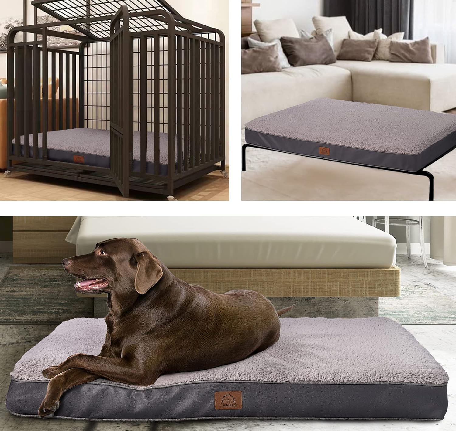 Orthopedic Egg-Crate Dog Bed – Waterproof Liner, Washable Cover, Non-Slip (M–XL) - Queenkong