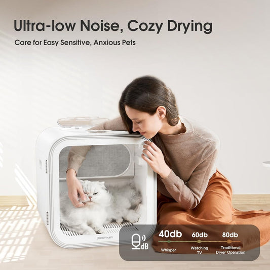 Automatic Pet Dryer Box – 62L, Ultra-Quiet 40dB, Dual Fan Queenkong