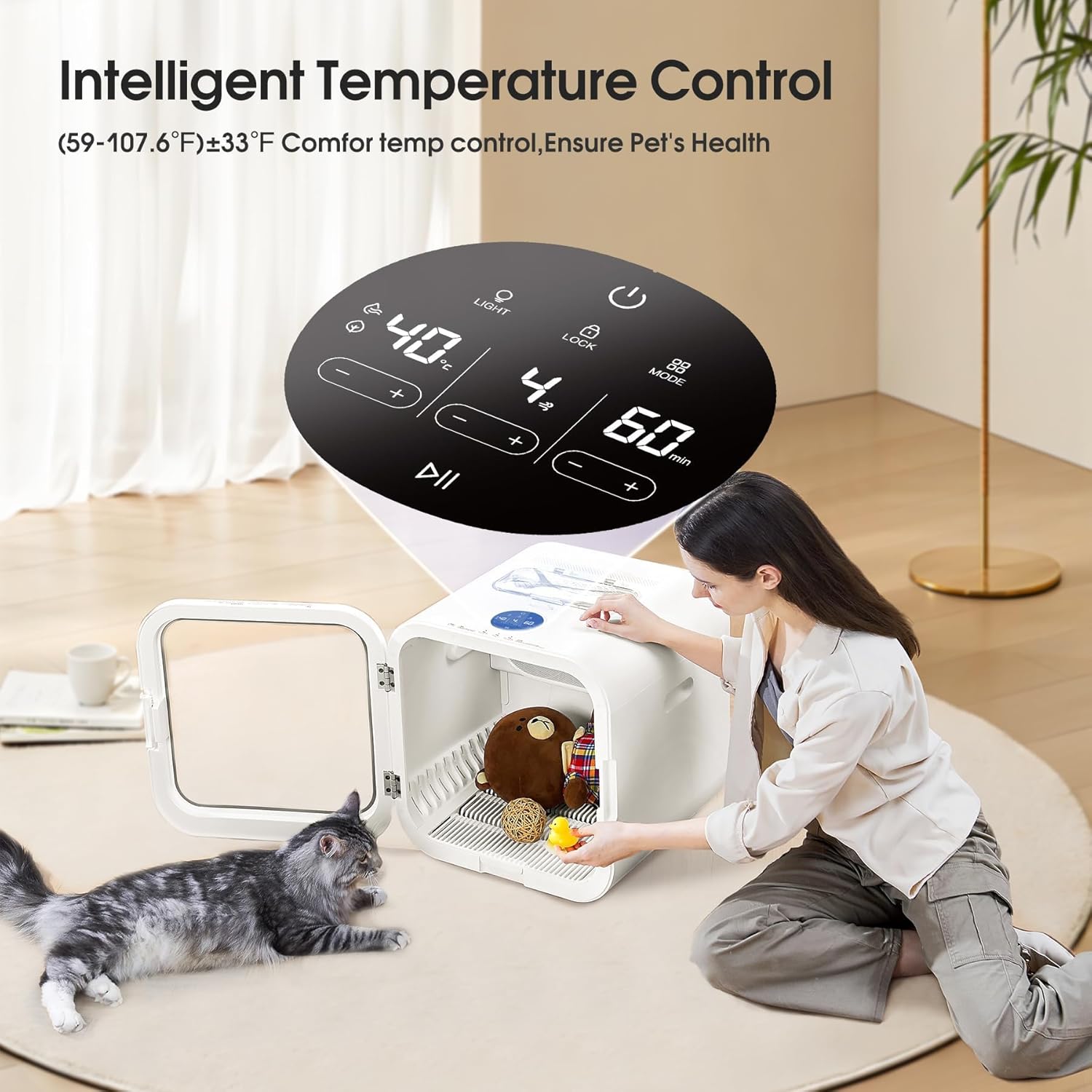 Automatic Pet Dryer Box – 62L, Ultra-Quiet 40dB, Dual Fan Queenkong
