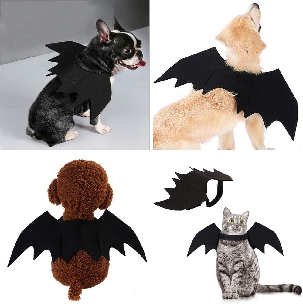 Cat Halloween Costume Bat Wings – Pet Cosplay Outfit for Cats & Dogs Queenkong
