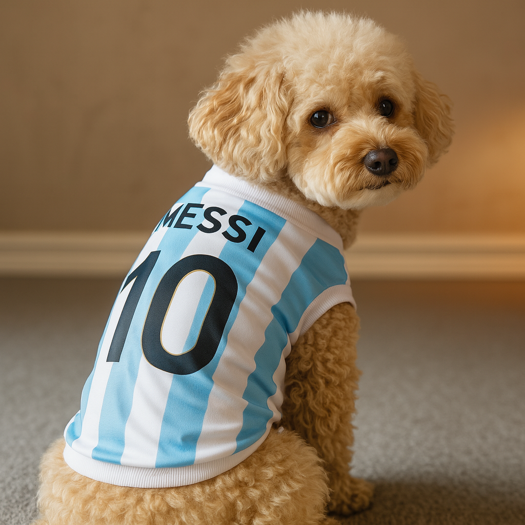 Messi #10 Dog Football Jersey – Breathable Sports Vest for Pets Queenkong