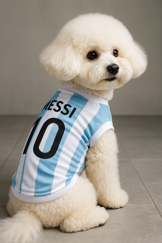 Messi #10 Dog Football Jersey – Breathable Sports Vest for Pets Queenkong