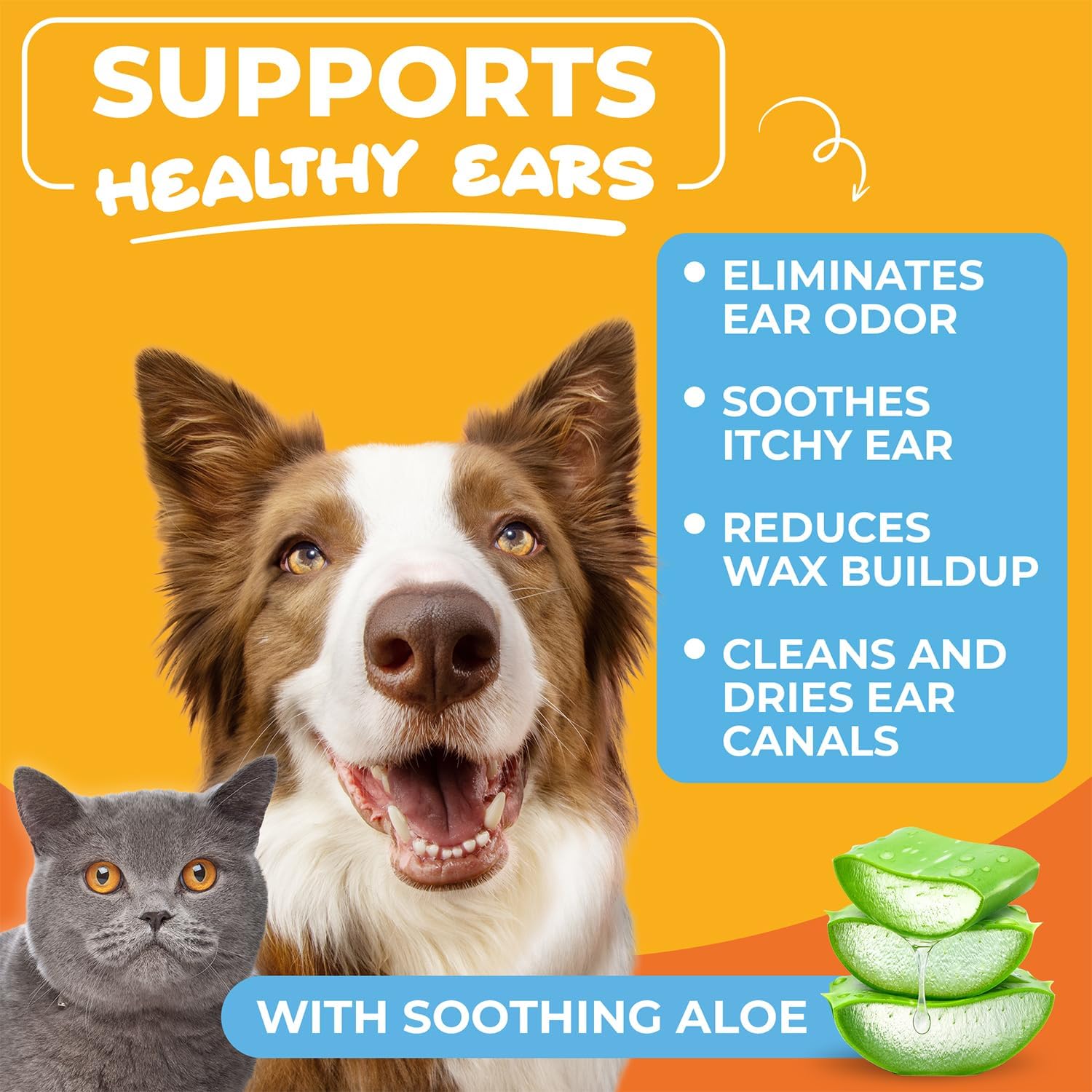 Dog Ear Wipes – Hypoallergenic Finger Wipes for Dogs & Cats (50 Count) Queenkong