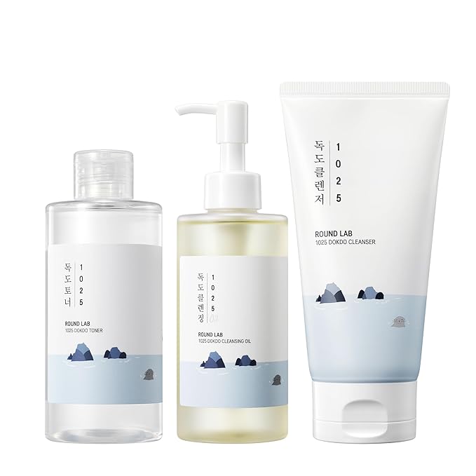 Round Lab 1025 Dokdo Trio – Toner, Cleansing Oil & Low pH Cleanser Queenkong