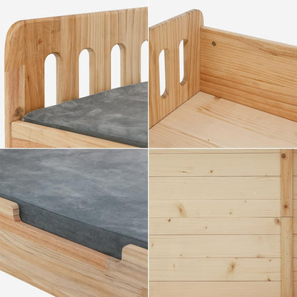 Wooden Pet Sofa – Stylish Dog Bed with Washable Cushion for Small & Medium Dogs Queenkong