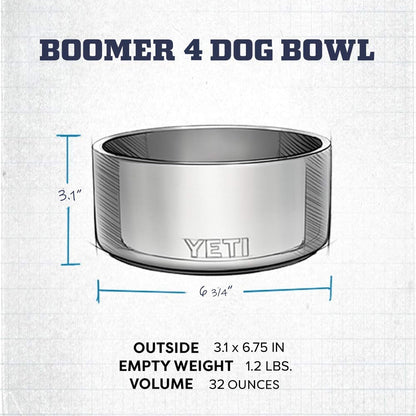 YETI Boomer 4 Dog Bowl – Stainless Steel, Non-Slip, 32oz Queenkong