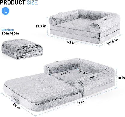 foldable portable dog sofa bed with side handles