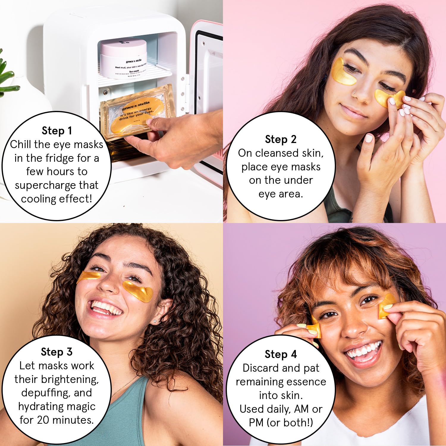 Grace & Stella Under Eye Mask – Award-Winning Gold Eye Patches for Dark Circles & Puffy Eyes (48 Pairs) Queenkong