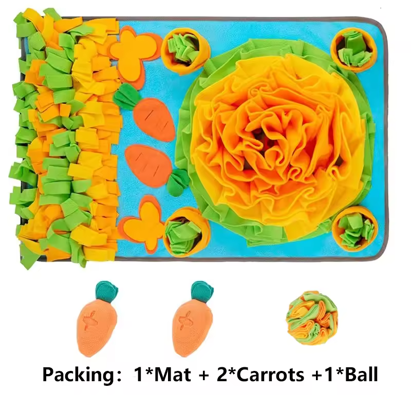 Dog Snuffle Mat with Squeaky Carrots – Large 31.5×19.7in Queenkong