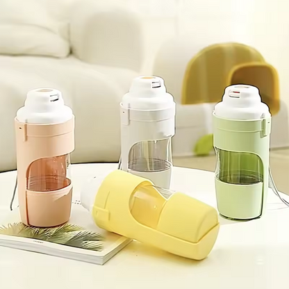 2-in-1 Portable Dog Water Bottle & Treat Cup – One-Click, Leak-Proof Queenkong