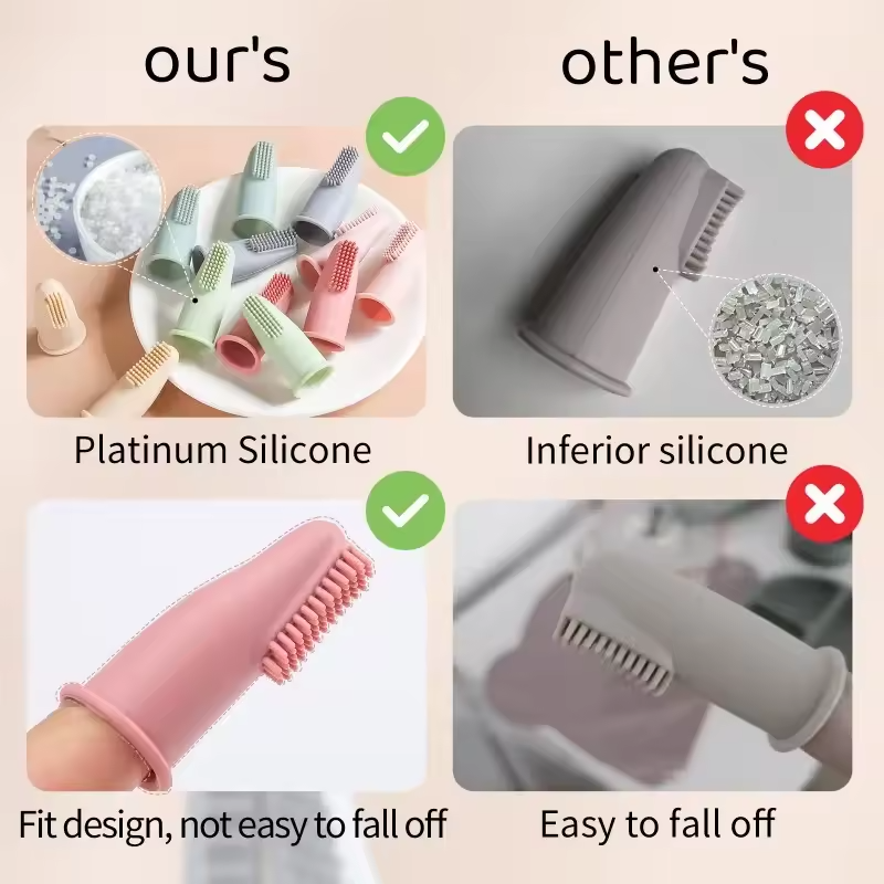 Dog Silicone Finger Toothbrush – Food-Grade, Tartar Care & Gum Massage - Queenkong