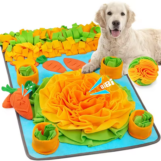 Dog Snuffle Mat with Squeaky Carrots – Large 31.5×19.7in Queenkong