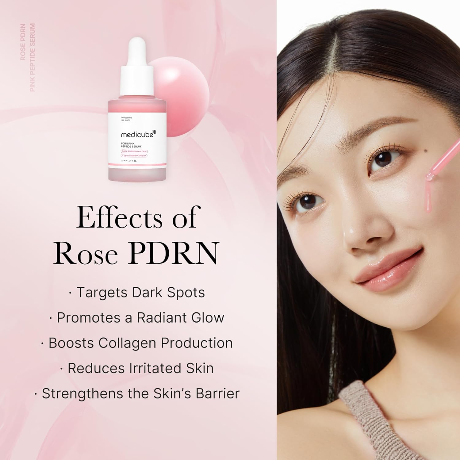 PDRN Pink Peptide Serum – Medicube Rose DNA Glow Serum for Dark Spots & Elasticity (1.01 fl.oz.) Queenkong