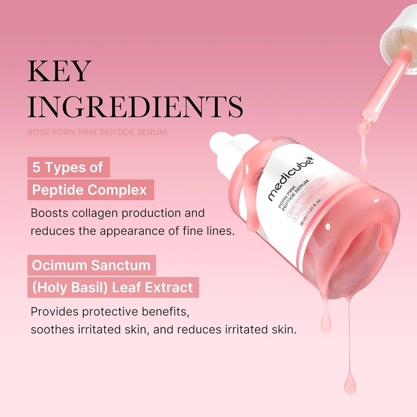 PDRN Pink Peptide Serum – Medicube Rose DNA Glow Serum for Dark Spots & Elasticity (1.01 fl.oz.) Queenkong