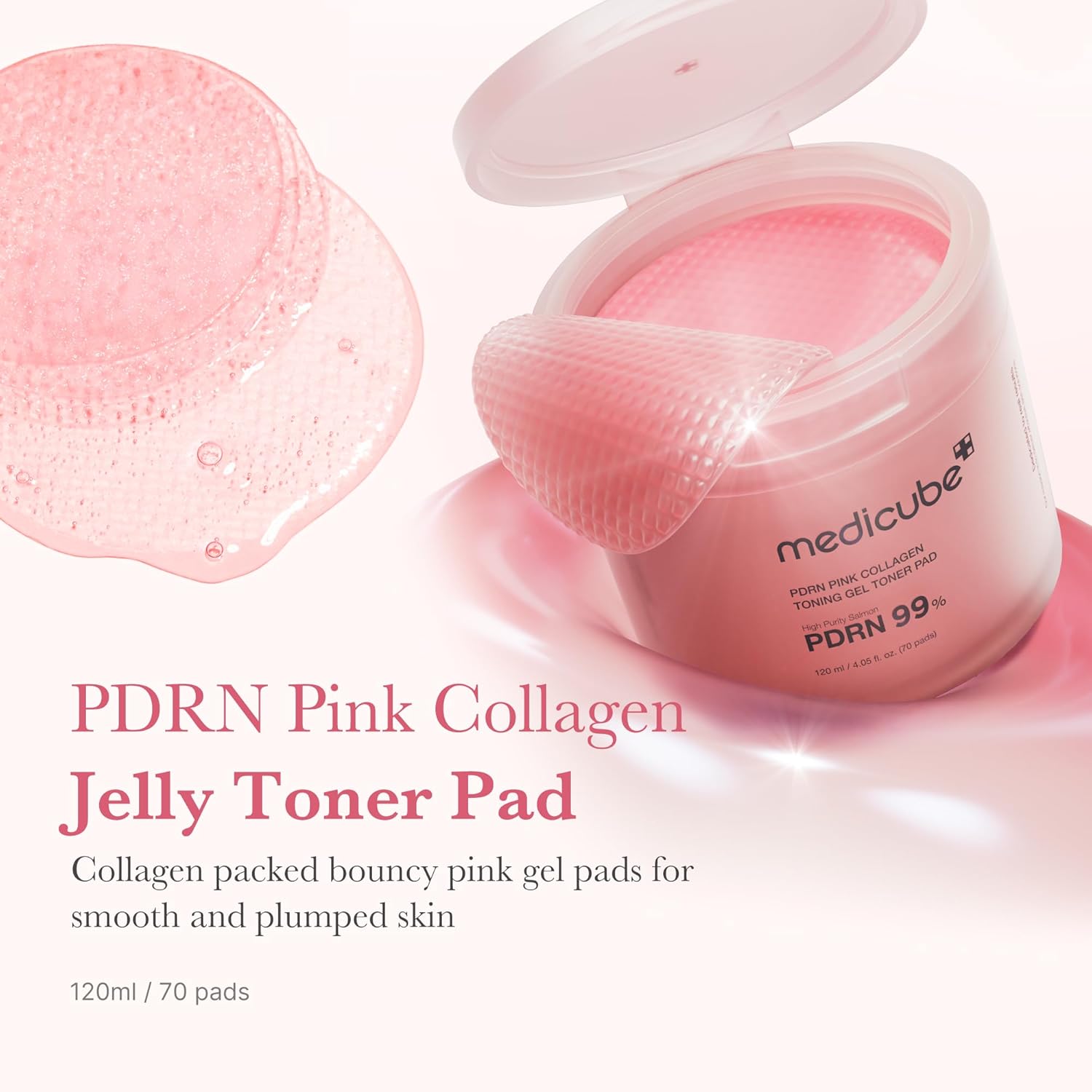 Salmon DNA PDRN Pink Collagen Jelly Pad – Medicube Firming & Hydrating Pads (70 Pads) Queenkong