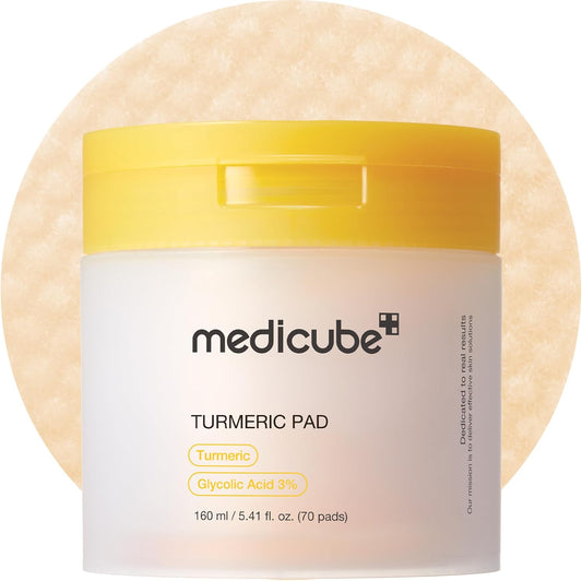 Turmeric Clarifying Pad – Medicube Toner Pads with Glycolic Acid & Niacinamide (70 Pads) Queenkong