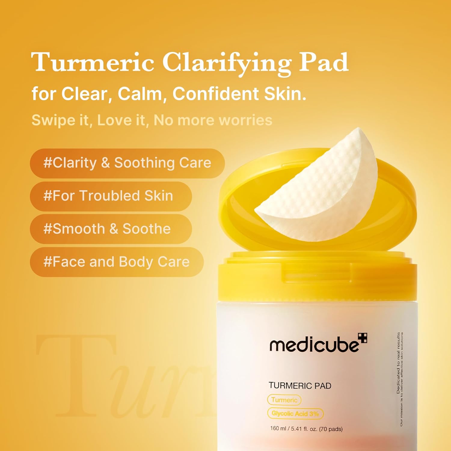 Turmeric Clarifying Pad – Medicube Toner Pads with Glycolic Acid & Niacinamide (70 Pads) Queenkong