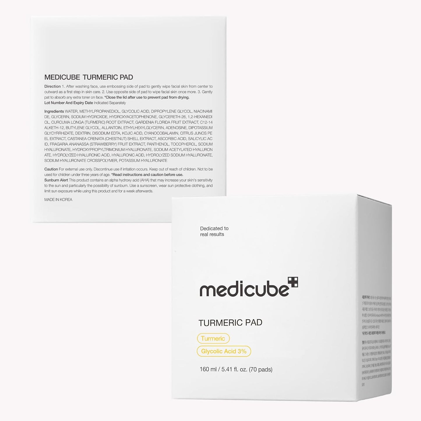 Turmeric Clarifying Pad – Medicube Toner Pads with Glycolic Acid & Niacinamide (70 Pads) Queenkong