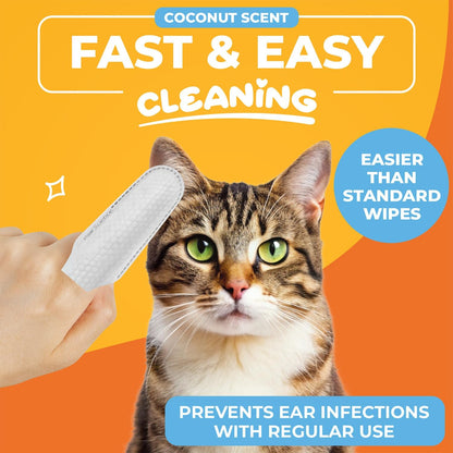 Dog Ear Wipes – Hypoallergenic Finger Wipes for Dogs & Cats (50 Count)