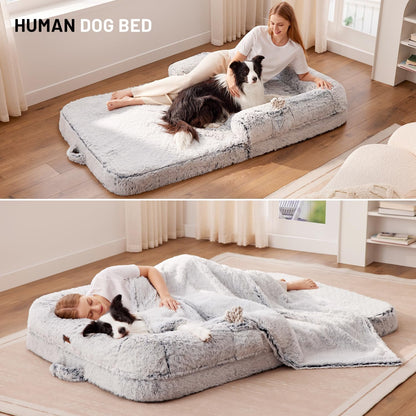ZOMISIA Human Dog Bed for Adult 2 in 1 Foldable Giant